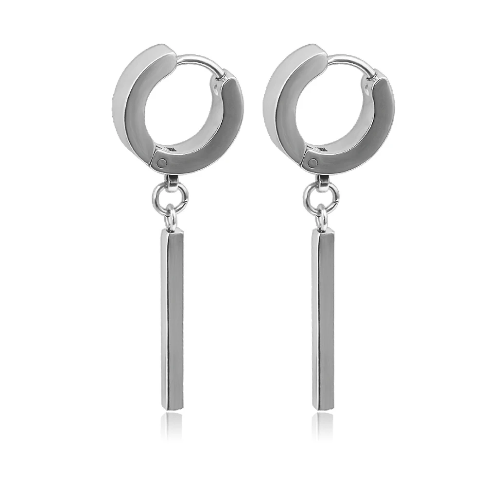 

Серьги-подвески для пирсинга, из нержавеющей стали, серебристые, черные, 1 пара