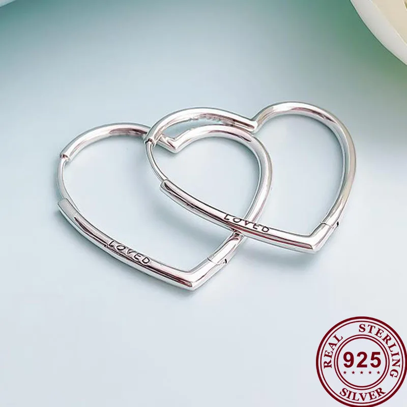 

Original 925 серьги Silver Pan Earrings Silvery Valentine's Day Simple Love Pan Earrings For Women Wedding Gift Fashion Jewelry
