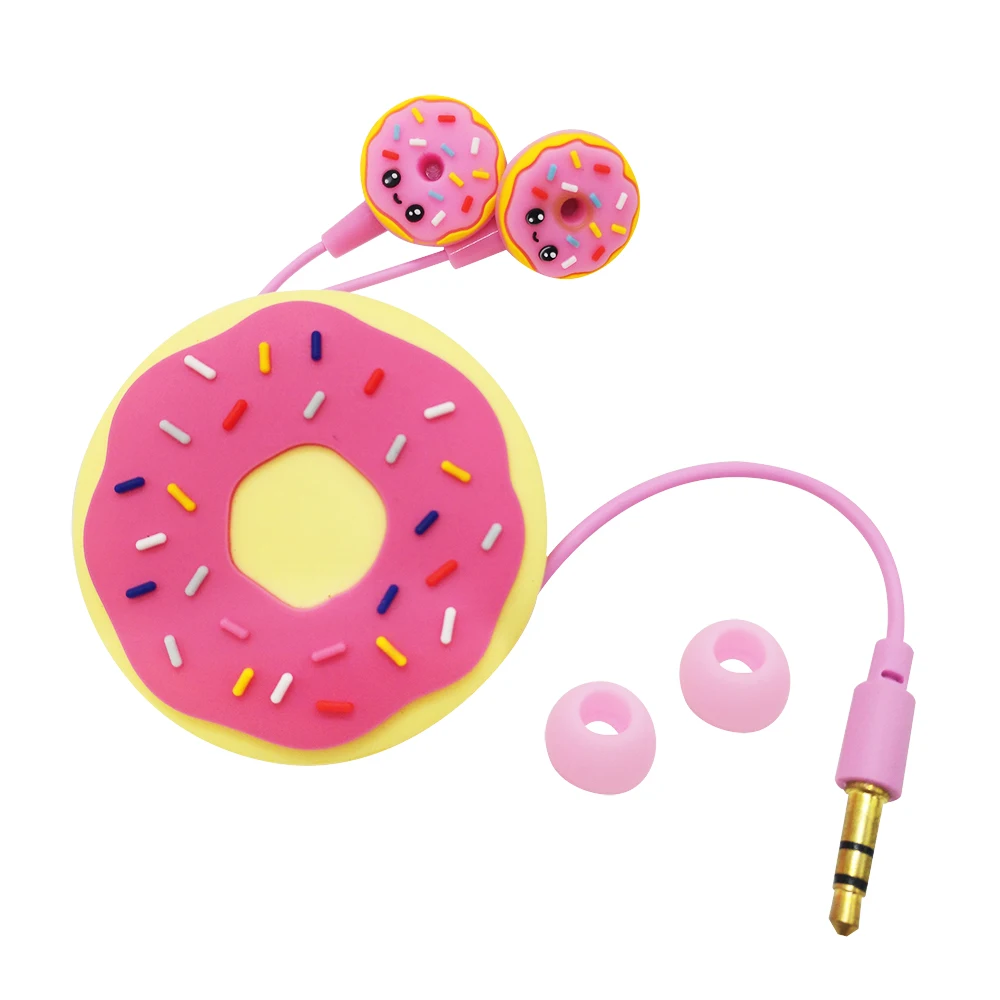 Наушники вкладыши с милым пончиком проводные наушники для девочек детей