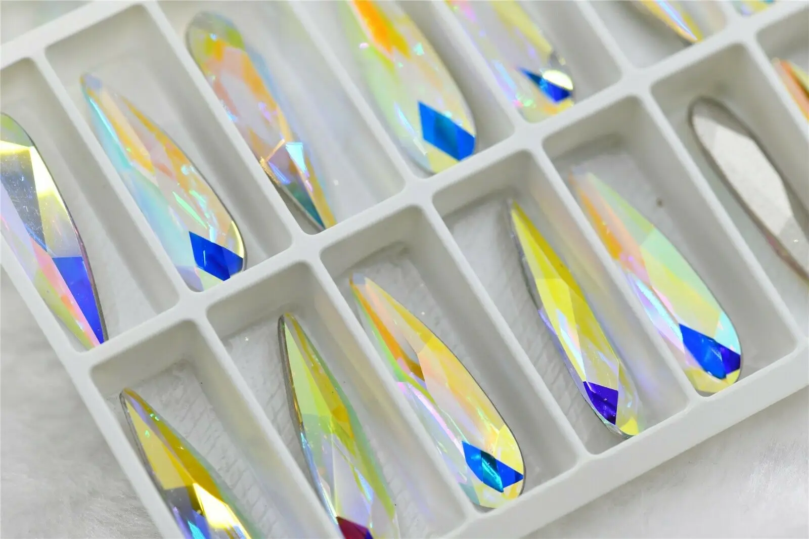 

NEW Long TearDrop glass stones Glitter gems 8.5 x30mm for jewels crafts with siver setting shinny k9 rhinestones