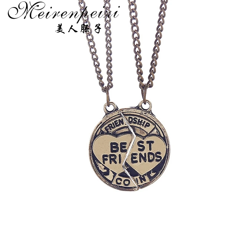 

2Pcs Vintage Necklace BFF Bronze Pendant Necklace Friendship Best Friends Forever Necklace Anchor Jewelry Gift For Love Girl Boy