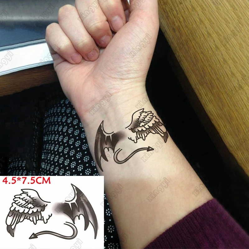 

Water Transfer Fake Tattoo Stickers Small Demon Angel Wing Body Art Waterproof Temporary Tatoo Flash Fake Tatto for Woman Man