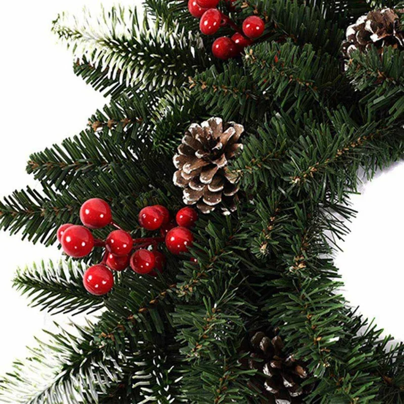 40cm Christmas Wreath Door Decoration Artificial Foam Berry with Natural Pine Cone Pendant Wall Decor | Дом и сад