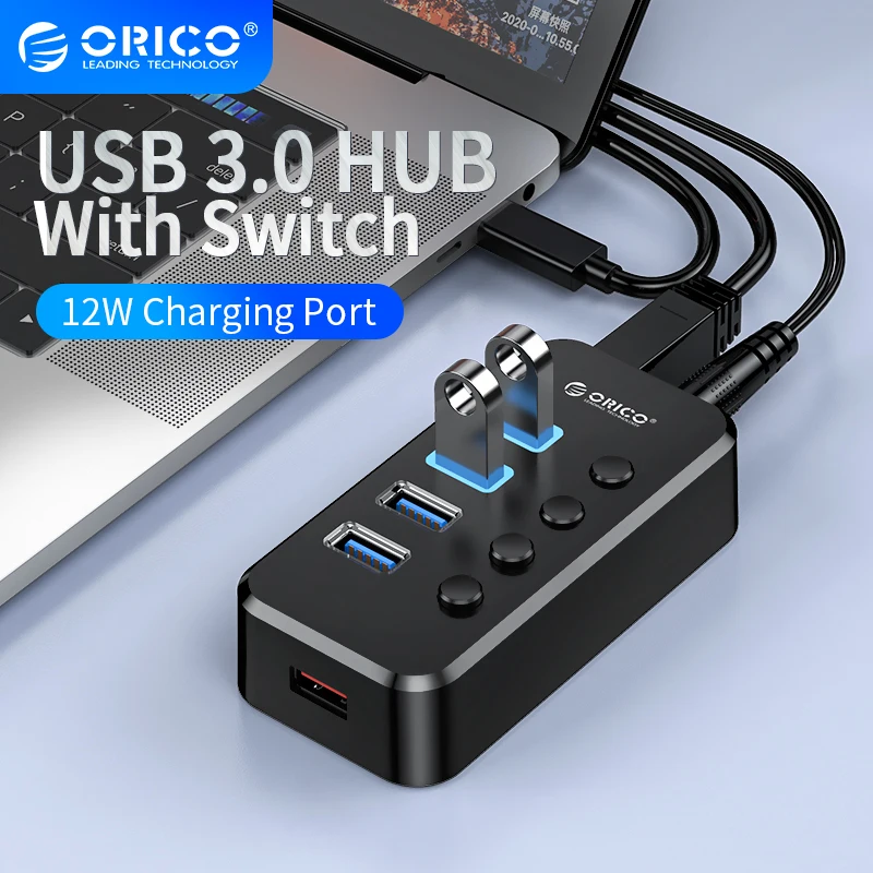 

ORICO Powered USB 3.0 HUB With Charger 4/7 Port Independent Switches USB Splitter Expander Adapter For Computer Accessories