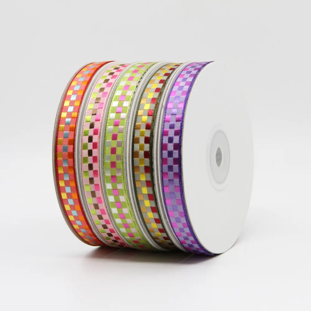 9 мм 10 ярдов/Лот жаккардовая вышивка клетчатая лента бант для волос свадебное
