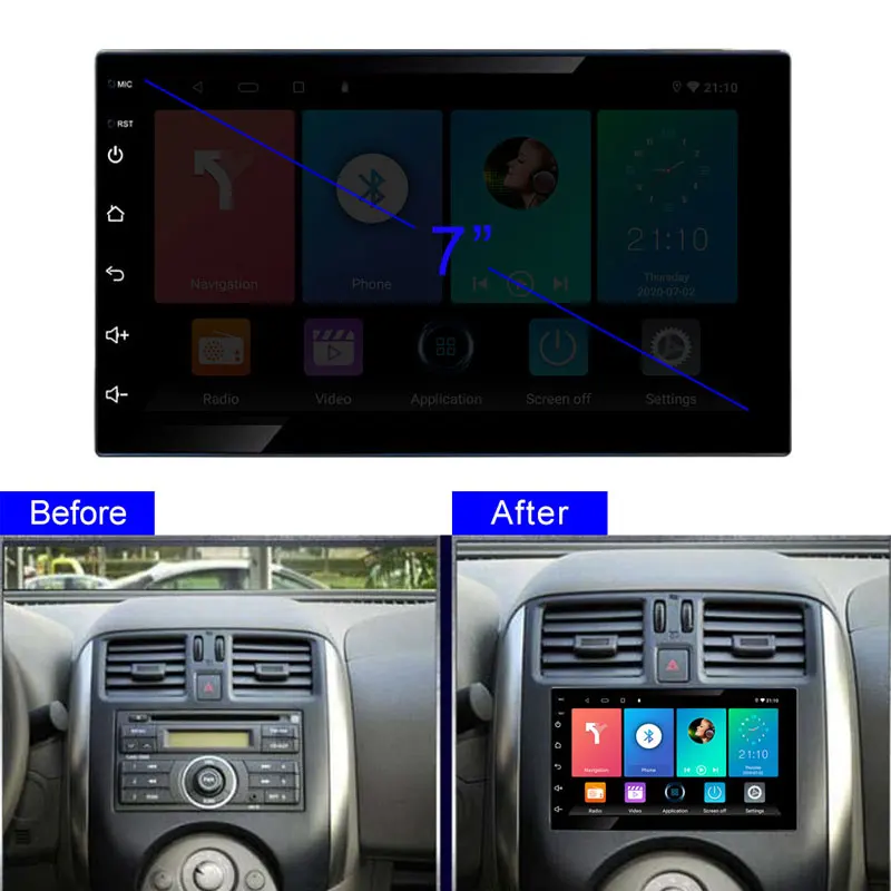 reakosound 1 din android car radio 7 inch fm adjustable auto vedio contact screen car radio player quad core gps navigation free global shipping