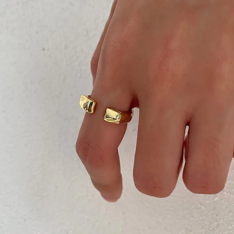 

925 Sterling Silver Korean Version Opening Irregular Width Rings Gift For Women Minimalist Personalized Designer Set Jewellery