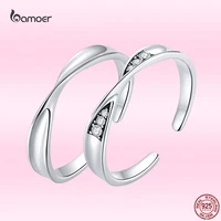 bamoer romantic mobius couple ring 925 sterling silver love ring 2021 new valentines day present for boyfriend girlfriend