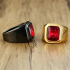 Vantage, черное мужское кольцо из нержавеющей стали, квадратное кольцо с красным цирконием, вечерние, брендовые, модные, мужские классические ювелирные изделия