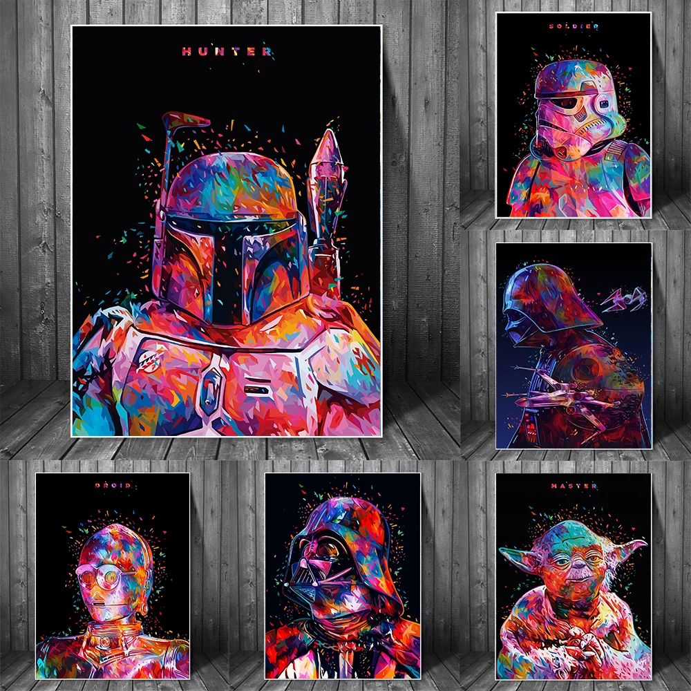 

Disney Star Wars Watercolor Canvas Paintings on the Wall Art Posters and Prints Portrait of Yoda Pictures Home Decor Cuadros