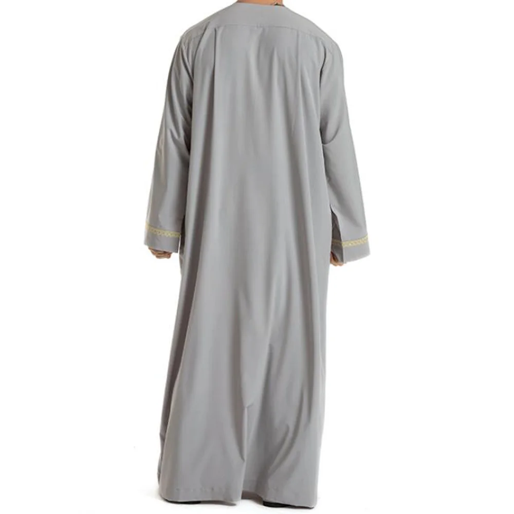 Muslim Men Thobe Moroccan Caftan Arabic Men Clothing Islamic Turkish Robe Jubba Thobe White Abaya Dubai Jalabiya Dress For Men