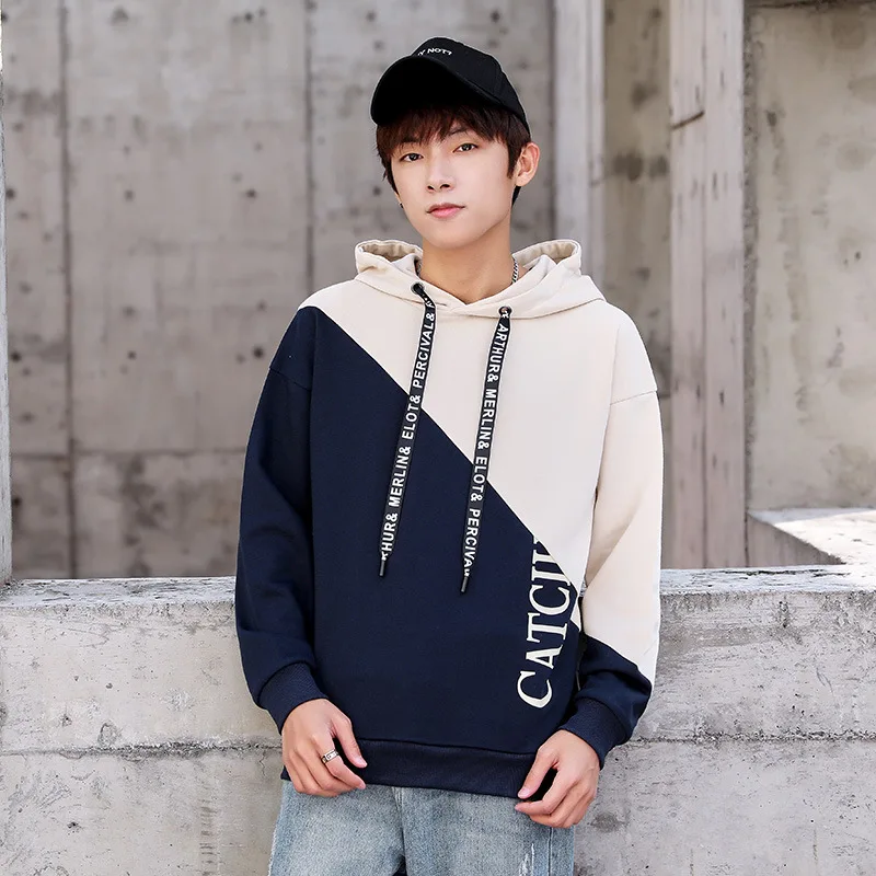 

Mens Hoodies Men 2020 Colorblock Casual Patchwork Hoodie Man Japanese Streetwear Hip Hop Khaki Hoodie Sweatshirt Men