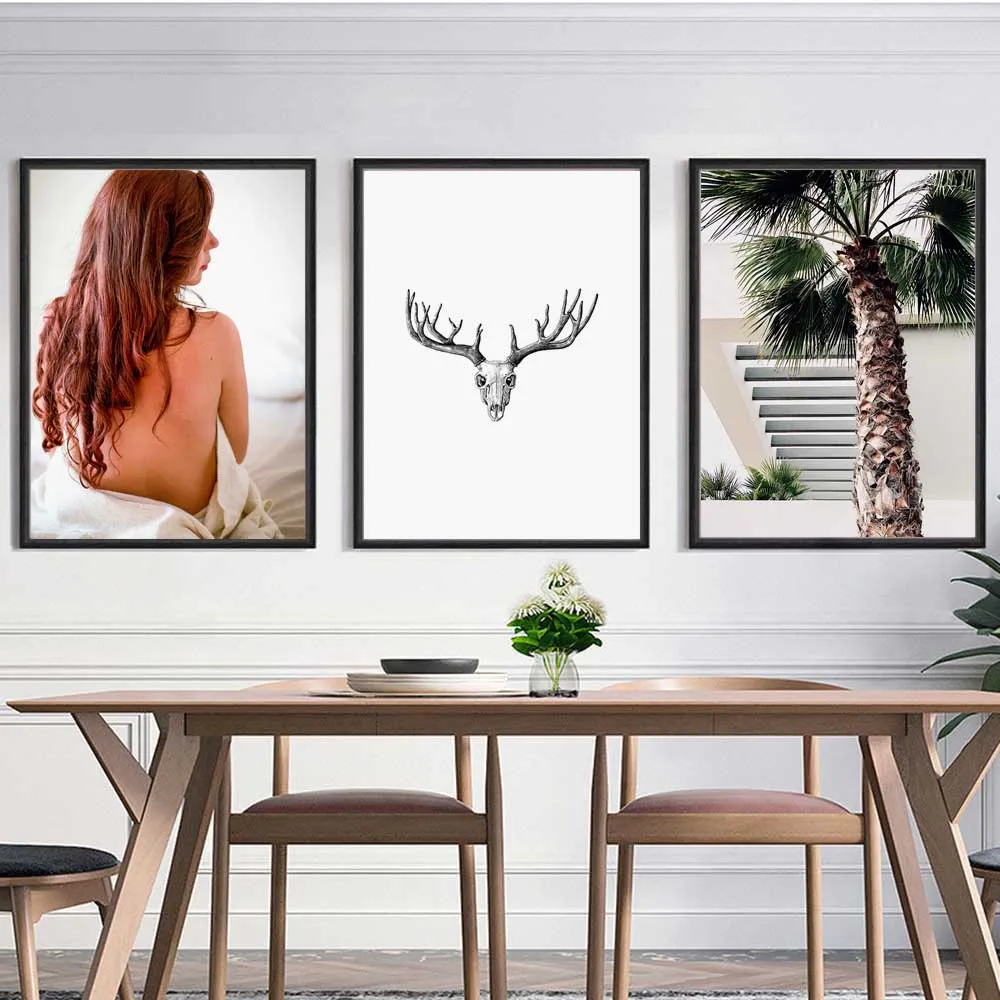 Скандинавские плакаты и принты с изображением откровенной девушки обнаженной