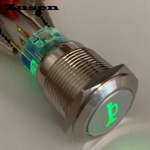 Zusen 19 мм подсвеченный звуковой сигнал символ мгновенного нажатия переключатель (ZS19F-11DTG12VN с подсвеченным звуковым сигналом symbo