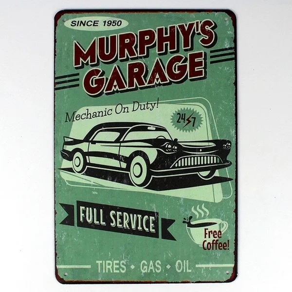 

Metal Tin Sign Murphy s Garage Decor Bar Pub Home Vintage Retro Wall Sign