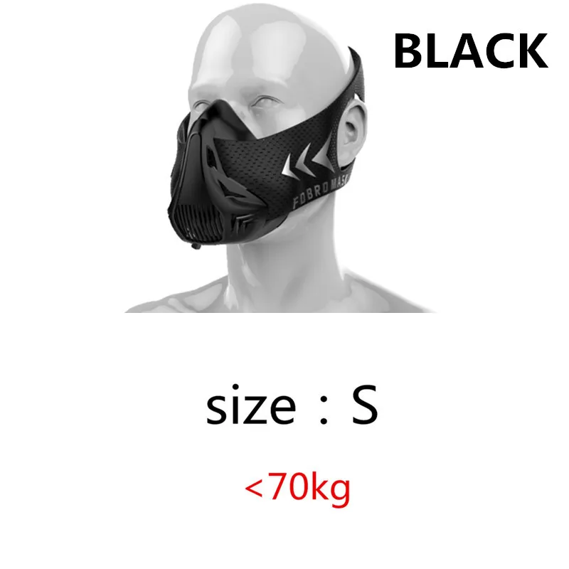 Black S FDBRO спортивные маски 2,0 Phantom для тренировок на подъеме, велосипедные маски для бега, кардио, высокая высота, защитный фильтр для дыхания - Цвет: Black S