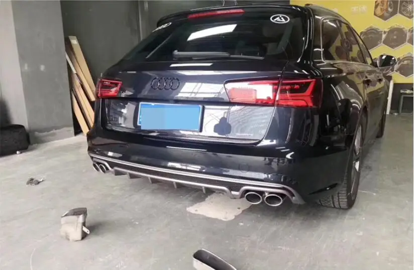 A6 Avant ABS Автомобильный задний бампер для губ спойлер, диффузор для задней губы с выхлопными наконечниками для Audi A6 S6(A6 Avant) C7.5
