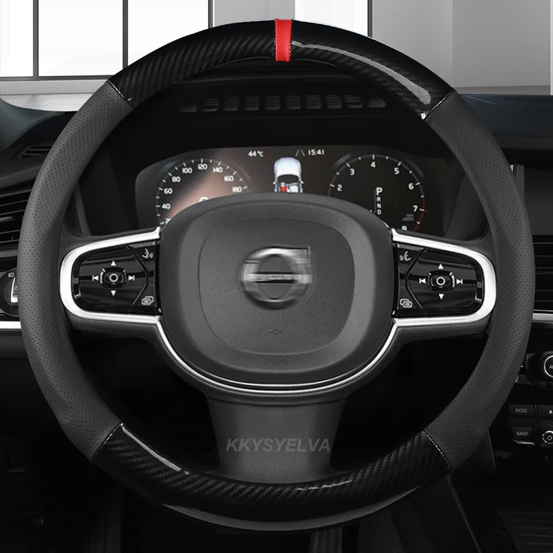 Кожаный чехол на руль из углеродного волокна ar дышащий для Volvo S40 S60 V90 S90 XC40 XC60 XC90