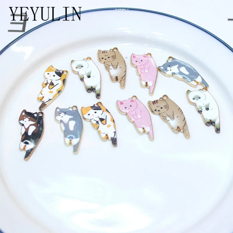 5 шт./упак. эмалевые Подвески в виде кота ювелирные изделия серьги браслет DIY
