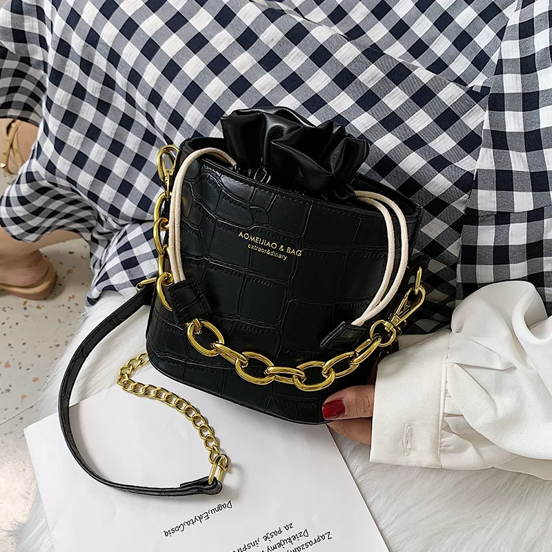 Новый простой камень сумка ведро роскошные сумки женские дизайнерские через