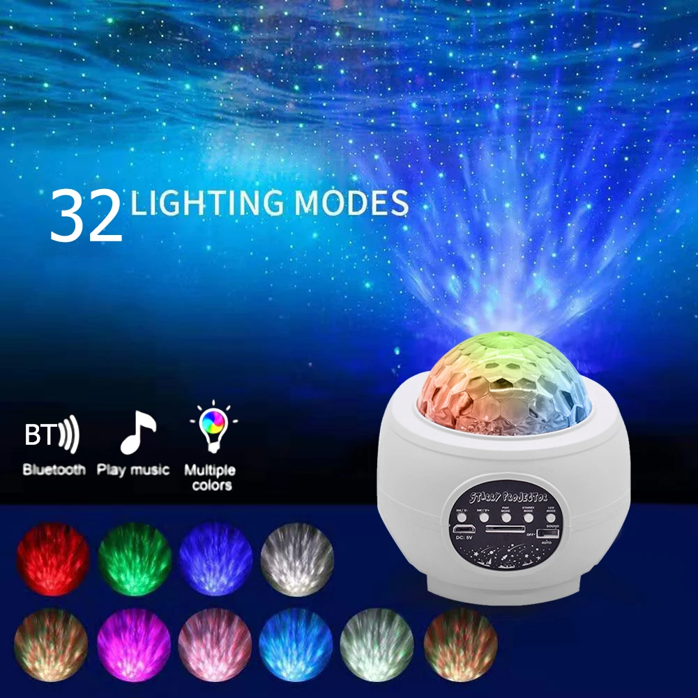 

Children Bedroom Cute Night Lamp Music Starry Water Wave Projector Light USB LED Night Light Remote Control Lamp