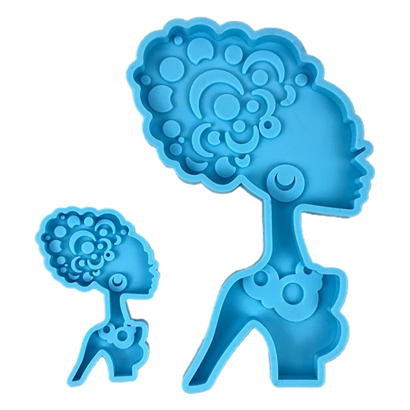 

Curly Hair Women Shape Coaster Cup Mat Pad Epoxy Resin Mold Keychain Pendants Silicone Mould DIY Crafts Jewelry Tool