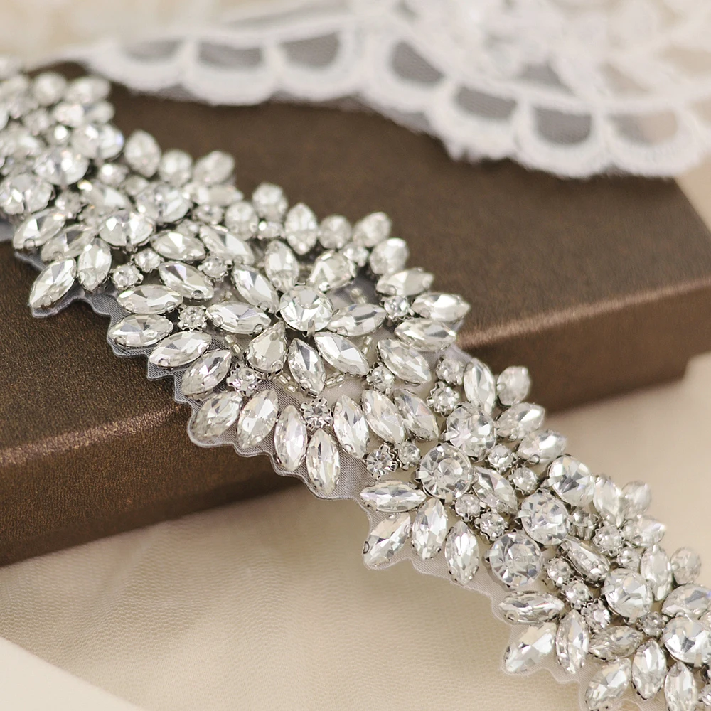 

TRiXY S319-S Luxury Rhinestones Belt Bridal Belt Diamond Wedding Dress Belt Crystal Wedding Sash For Wedding Dress Accessories