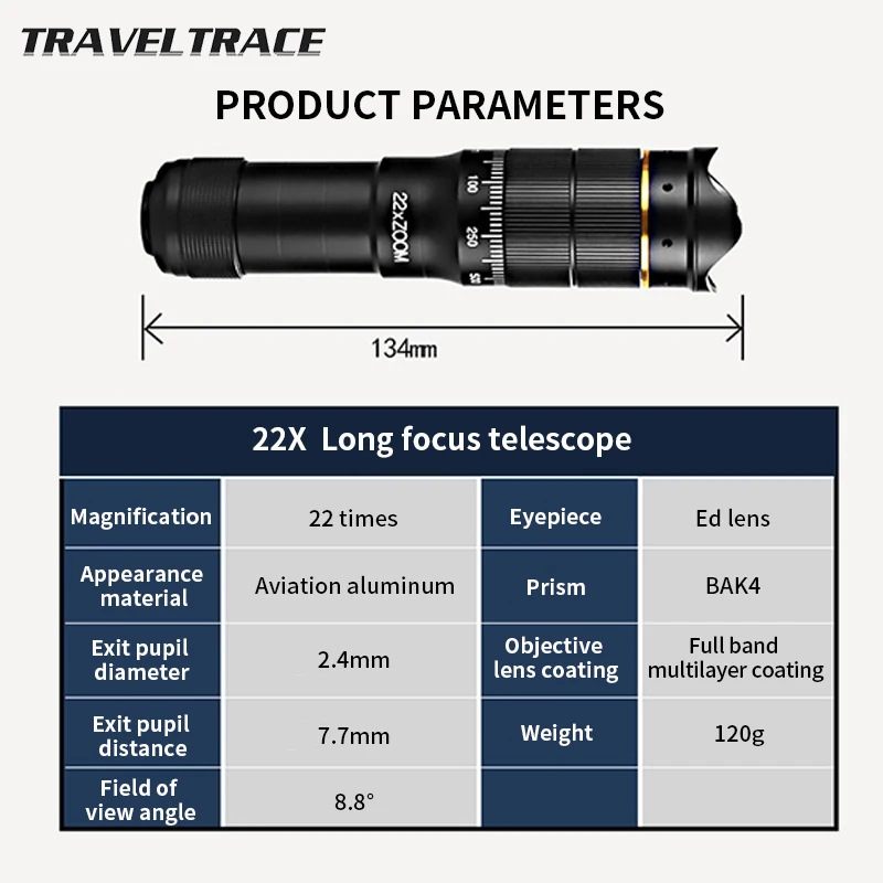 22X Super 4K Telephoto Lens for Smartphone - Support Mobile Phone Camera | Powerful Monocular with Tripod | Long Range Clear Telescope image 4