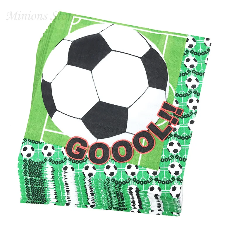 Napkins 20pcs Футбольная цель коробочка для конфет на вечеринку Квадратная тарелка салфетки флаг для футбола вечерние украшения Детские сувениры с днем рождения вечерние принадлежности - Цвет: Napkins 20pcs