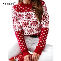 christmas sweater women oversize pullover knitted long sleeve sweater ladies snowflake autumn winter top women sweater fashion