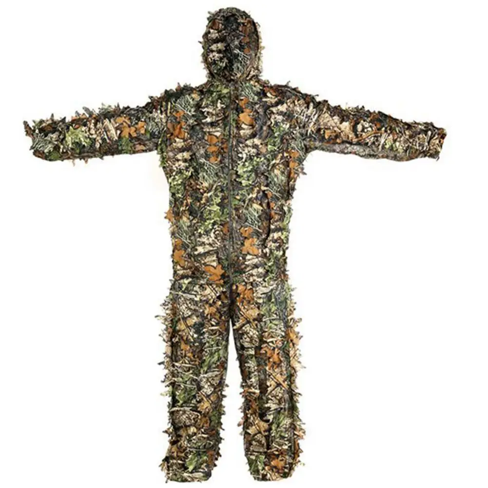 

Наружный Камуфляжный костюм Ghillie, Женский Камуфляжный костюм с 3D листьями, суперлегкая камуфляжная одежда с капюшоном в джунглях