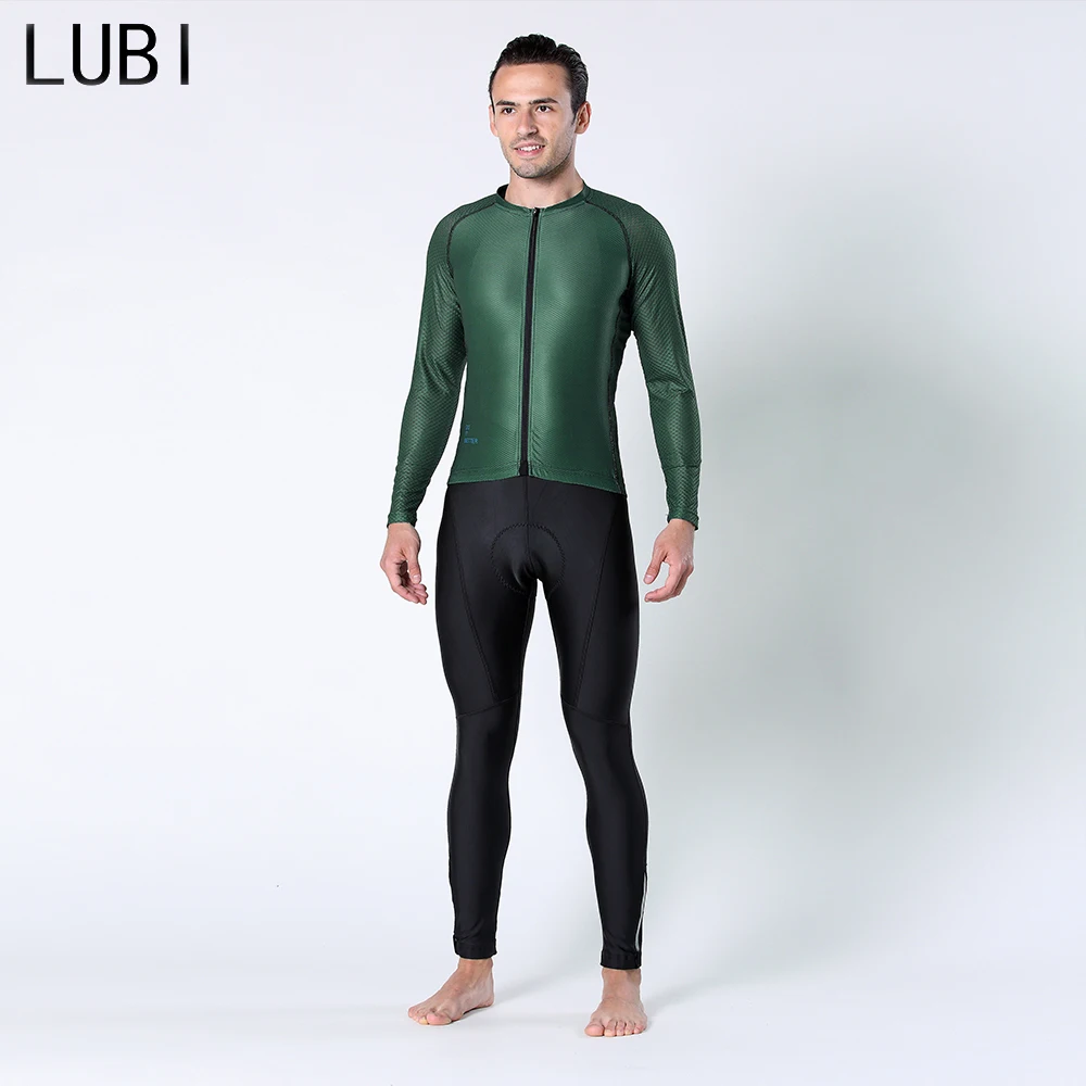 

LUBI 2021 New Cycling Jersey Set Long Sleeve Bicycle Ride Men's Bib Pants Kit Team Clothes Bike Breathable Suit Sports Clothing