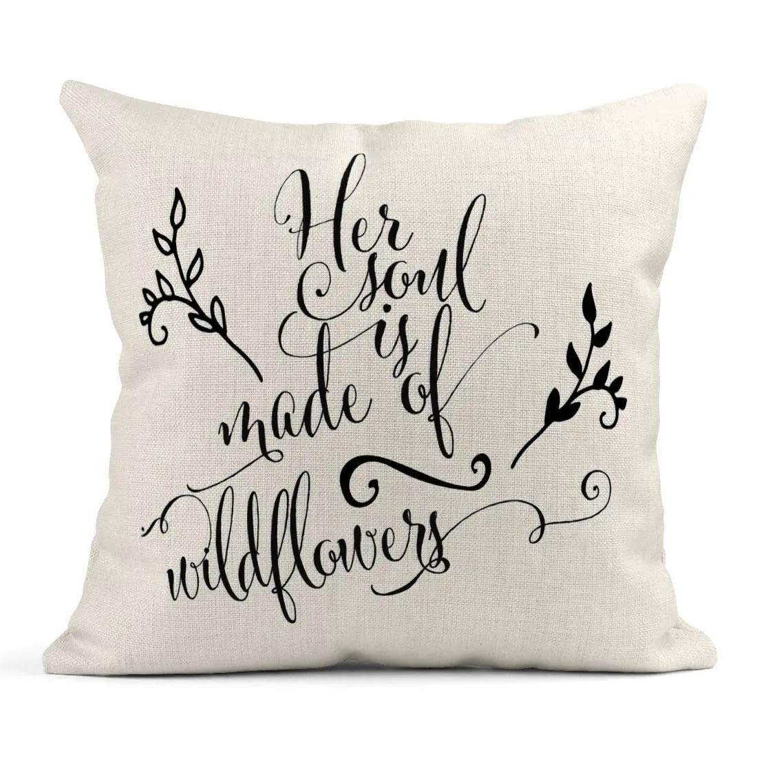 

Linen Throw Pillow Cover Case Her Souls Made of Wildflowers Signs Decorative Pillow Cases Covers Home Decor Square 20 x 20