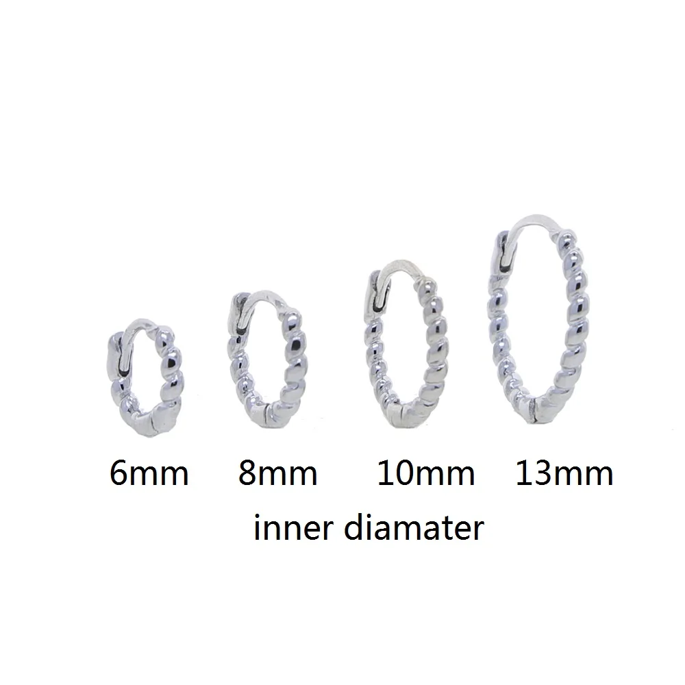 

100% Pure 925 Sterling Silver Minimalist screw band Hoops earring For Women Girl Small fancy Round Earrings simple Jewelry