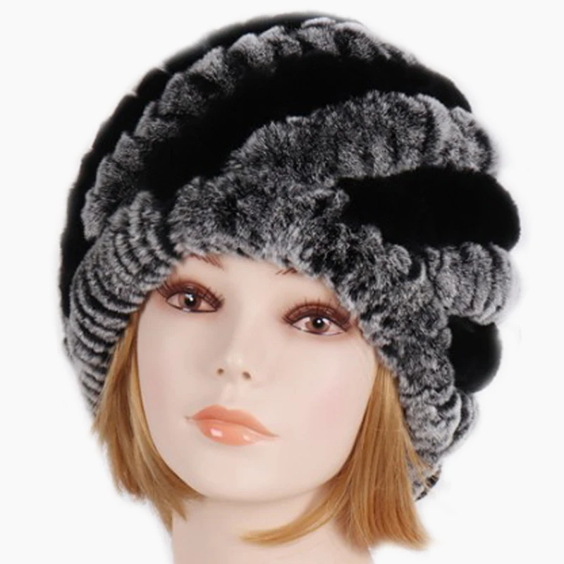 Женские зимние 100% натуральный настоящий мех кролика Женская Мягкая шапка из меха