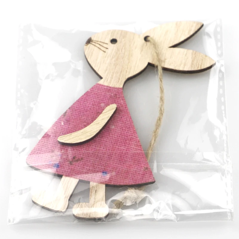 Пасхальный кролик Деревянные Подвески куриные цветы подвесные украшения для