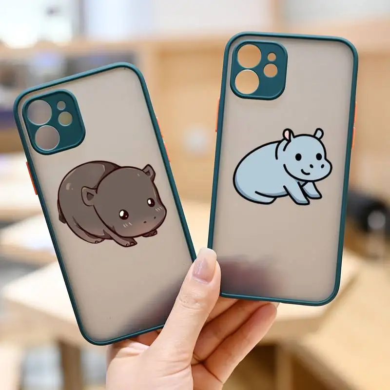 

ippopotamo Cartoon cute Phone Case matte transparent For iphone 7 8 11 12 plus mini x xs xr pro max cover