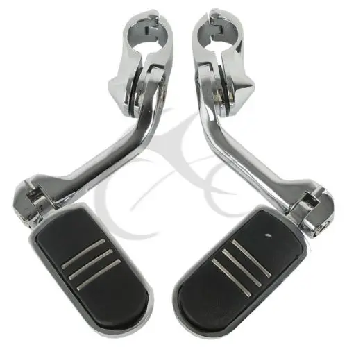 

Motorcycle 1-1/4" 32mm Chrome Long Angled Highway Engine Guard Foot Pegs For Harley Streamliner Touring Suzuki Yamaha Honda