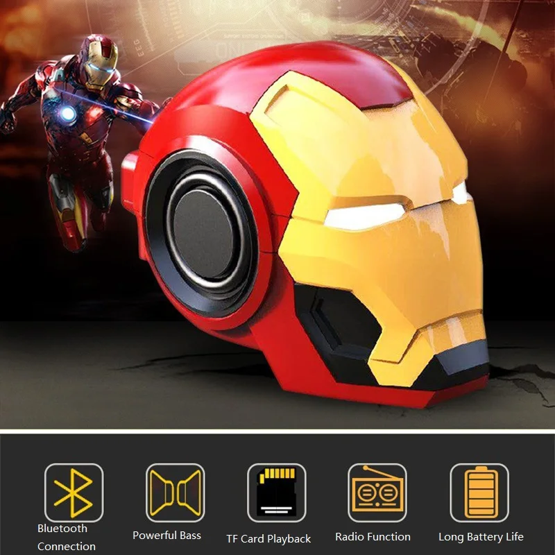 Беспроводная Bluetooth-Колонка Iron Man Bluetooth-колонка бас-сабвуфер колонка с TF-картой