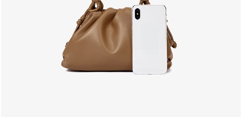 women handbag cowhide Shoulder bag fashion pleated cloud bag