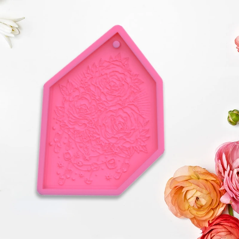 

Rose Tag Epoxy Resin Mold Hanging Pendant Silicone Mould DIY Crafts Jewelry Tool