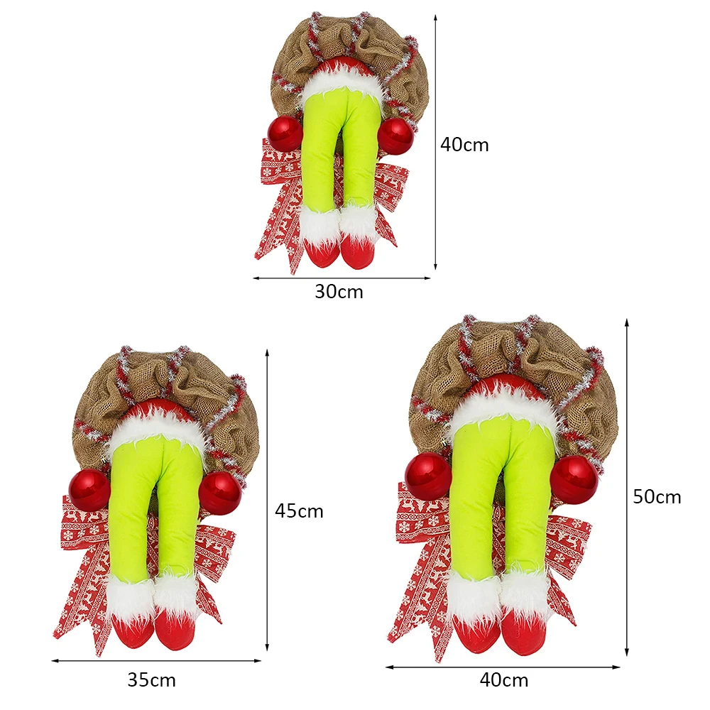 

New Arrival Christmas Wreath Burlap Naughty Thief Design Front Door Hanging Garland Holiday Home Decoratives Xmas Gifts