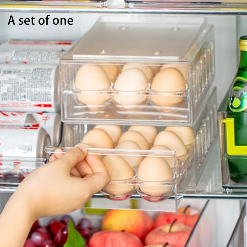 

12 Grids Kitchen Refrigerator Freshness Box Egg Freshness Storage Box Transparent Glove Box Seperated with Lid Egg Box