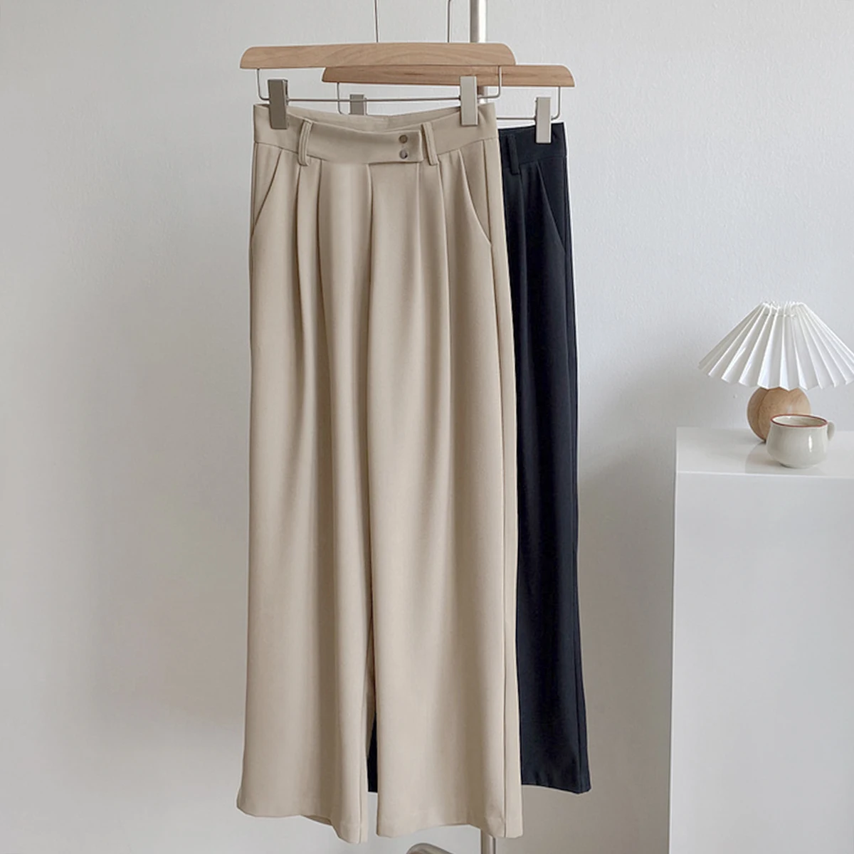 

Straight Wide Leg Pant Suits Women Summer Autumn High Waist Loose Fashion Long Trouser Pants 2021 New Office Lady Elegant Pant