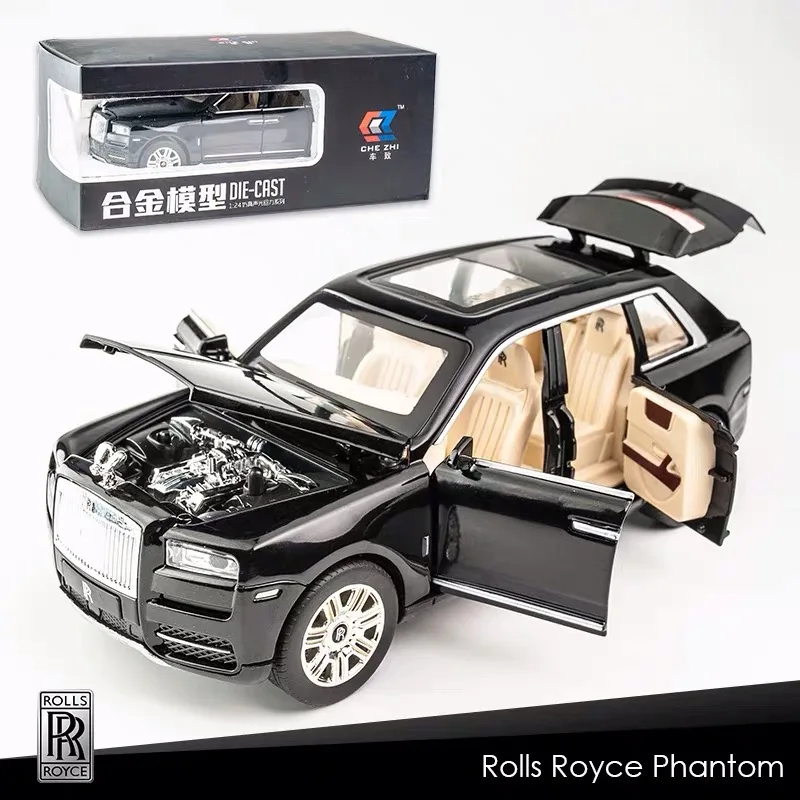 KIDAMI Rolls Royce 1:24 Масштаб литья под давлением модель автомобиля игрушечные машинки Вытяните назад звуковой светильник Коллекция подарков для детей и взрослых - Цвет: Currynan Black