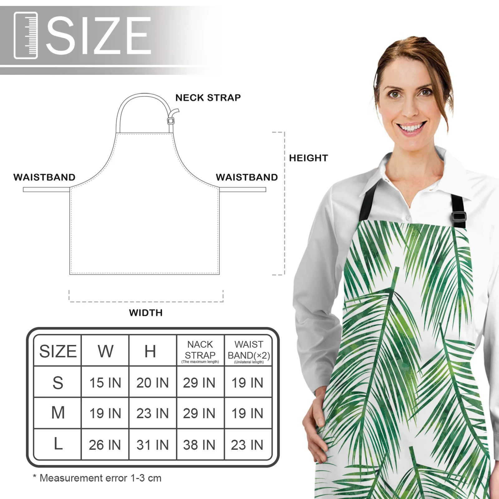 

Green Leaf Apron Woman Adult Bibs Home Cooking Baking Coffee Shop Cleaning Canvas Aprons Kitchen Accessory