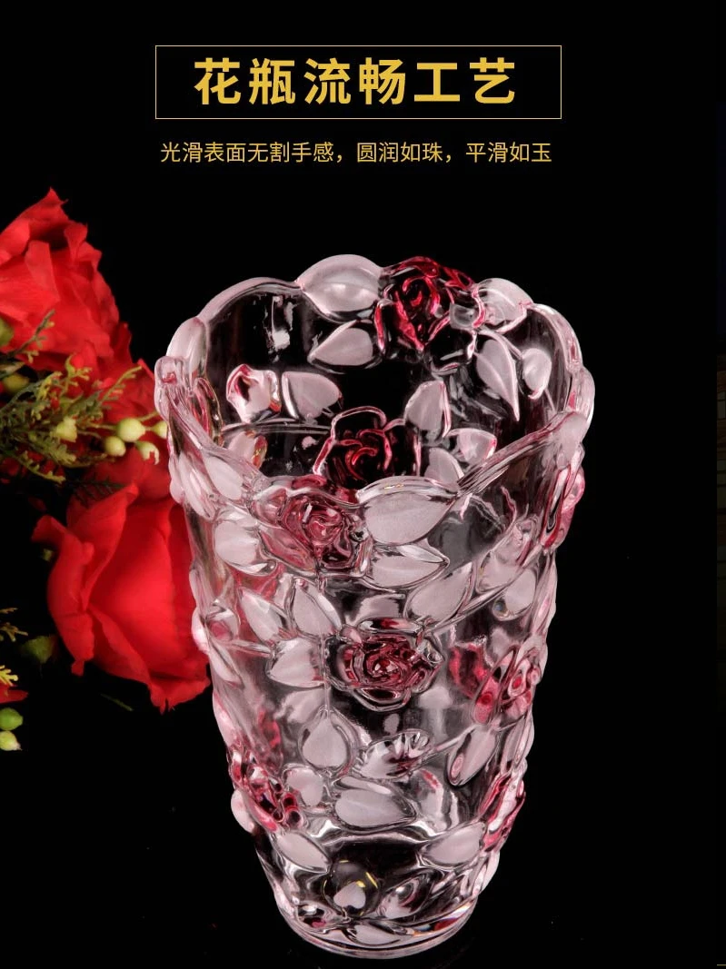 

Crystal glass rose vase European-style hydroponic plant rich bamboo flower ware Countertop coffee table living room