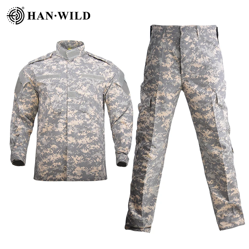 HAN WILD Army Military Uniform Tactical Suit ACU Forces Combat Shirt Coat&ampPant Trainning Sets Camouflage Militar Soldier Clothes |