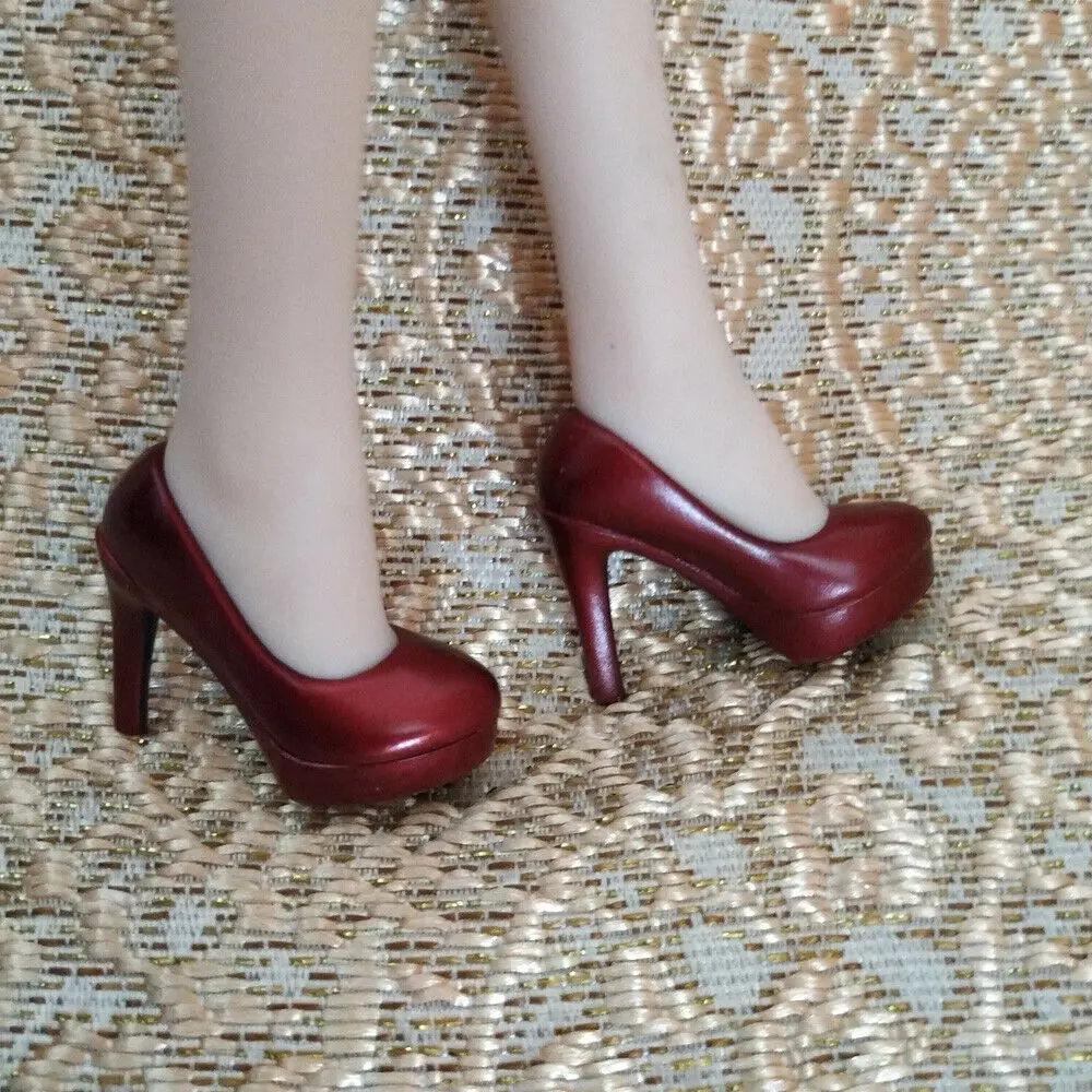 

1/6 Scale Female Red Wine High-heeled Shoes Model for 12'' Action Figure Accessory