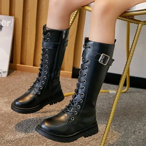 

Girls Boots 2021 Autumn New Children Knee-High Fashion Martin Boots Suede Rubber Soft Platform Snow Boots Shoes For Boys Kids